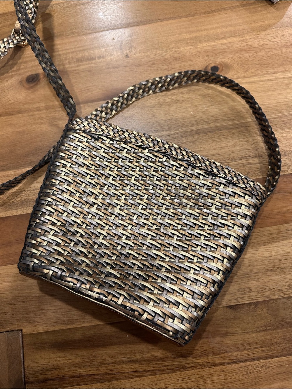 CEM Vintage Woven Crossbody Bag with gold hardware